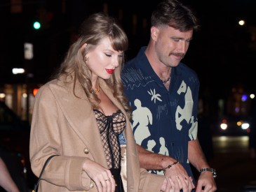 Taylor Swift and Travis Kelce are seen on October 11, 2024 in New York City.