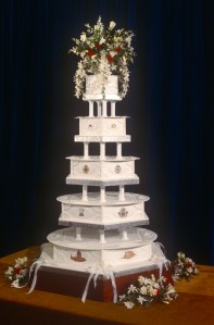 LONDON,UNITED KINGDOM - JULY 29:  The wedding cake on display at Charles & Diana Royal Wedding, 29th July 1981. (Photo by David Levenson/Getty Images)