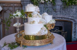 WINDSOR,ENGLAND - MAY 19:  The wedding cake by Claire Ptak of London-based bakery Violet Cakes in Windsor Castle for the royal wedding of Meghan Markle and Prince Harry on May 19, 2018 in Windsor,England.  (Photo by Steve Parsons - WPA Pool/Getty Images)