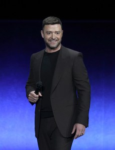 LAS VEGAS, NEVADA - APRIL 26:  Justin Timberlake promotes the upcoming film "Trolls Band Together" during the Universal Pictures and Focus Features presentation during CinemaCon, the official convention of the National Association of Theatre Owners, at The Colosseum at Caesars Palace on April 26, 2023 in Las Vegas, Nevada. (Photo by Gabe Ginsberg/WireImage)