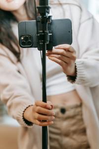 girl recording video on phone