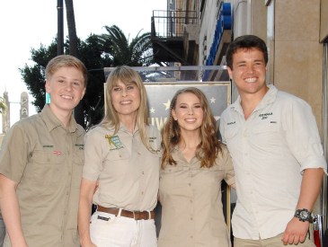 Robert Irwin, Terri Irwin, Bindi Irwin, Chandler Powell at the induction ceremony for Posthumous Star on the Hollywood Walk of Fame for Steve Irwin, Hollywood Boulevard, Los Angeles, CA April 26, 2018. Photo By: Michael Germana/Everett Collection