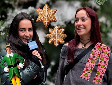 Two Gen Z young women in front of a winter background.